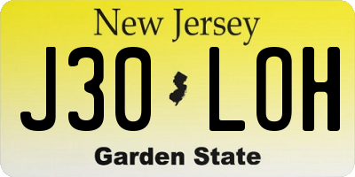 NJ license plate J30LOH