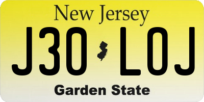NJ license plate J30LOJ