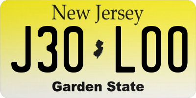 NJ license plate J30LOO