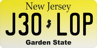 NJ license plate J30LOP