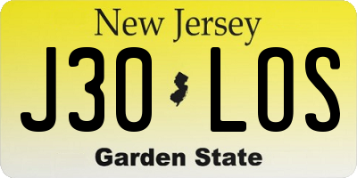 NJ license plate J30LOS