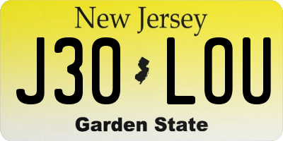 NJ license plate J30LOU