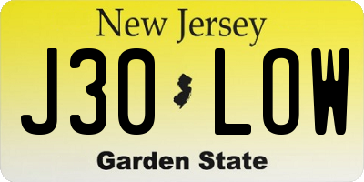 NJ license plate J30LOW
