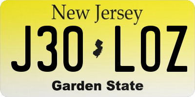 NJ license plate J30LOZ