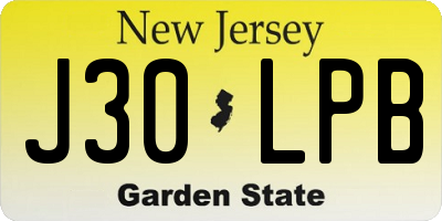 NJ license plate J30LPB