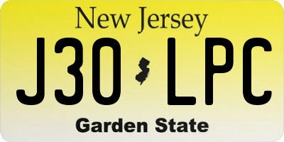 NJ license plate J30LPC