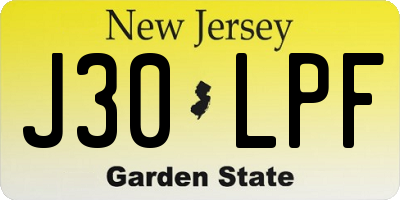 NJ license plate J30LPF