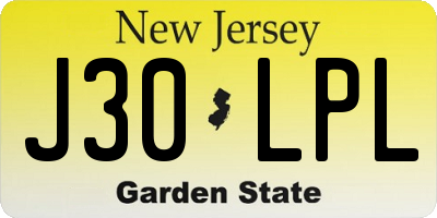 NJ license plate J30LPL