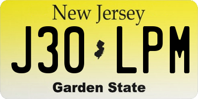 NJ license plate J30LPM