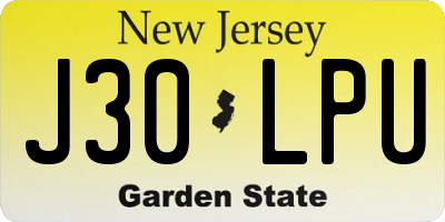 NJ license plate J30LPU