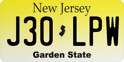 NJ license plate J30LPW