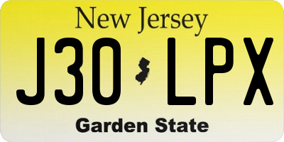 NJ license plate J30LPX