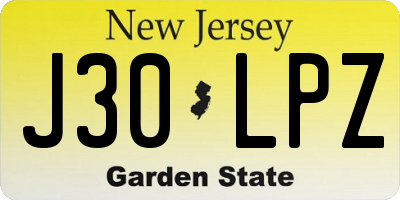 NJ license plate J30LPZ
