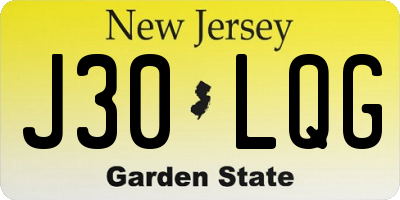 NJ license plate J30LQG