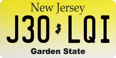NJ license plate J30LQI