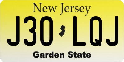 NJ license plate J30LQJ