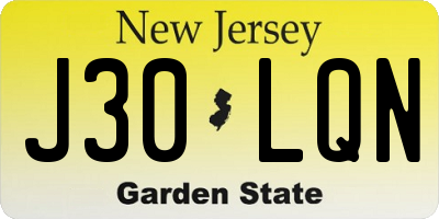 NJ license plate J30LQN