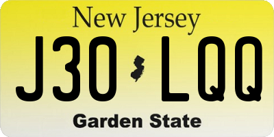 NJ license plate J30LQQ