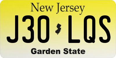 NJ license plate J30LQS