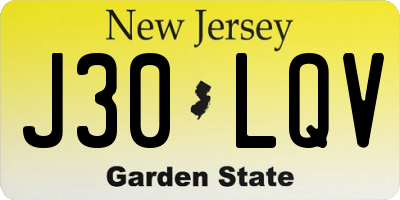 NJ license plate J30LQV