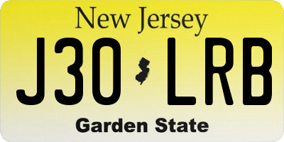 NJ license plate J30LRB