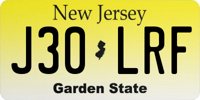 NJ license plate J30LRF