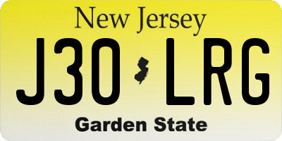 NJ license plate J30LRG