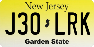 NJ license plate J30LRK