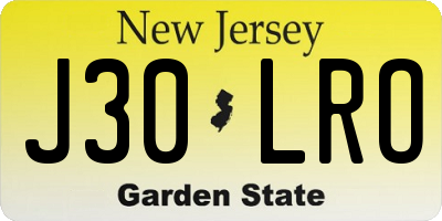 NJ license plate J30LRO