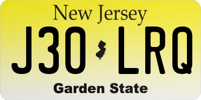 NJ license plate J30LRQ