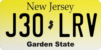 NJ license plate J30LRV