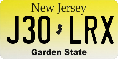 NJ license plate J30LRX
