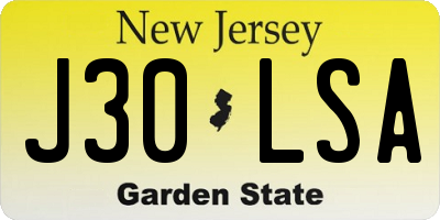 NJ license plate J30LSA