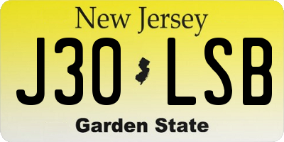 NJ license plate J30LSB