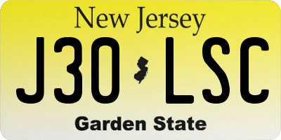 NJ license plate J30LSC