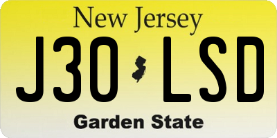 NJ license plate J30LSD