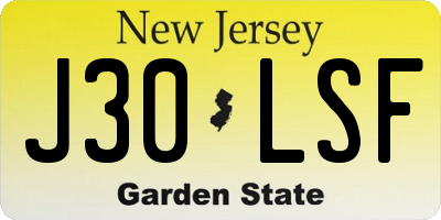 NJ license plate J30LSF