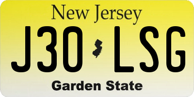 NJ license plate J30LSG