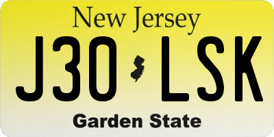 NJ license plate J30LSK
