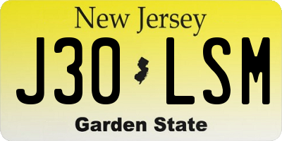 NJ license plate J30LSM