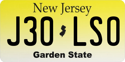 NJ license plate J30LSO