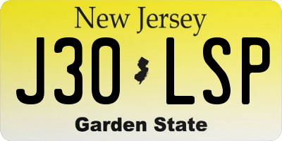 NJ license plate J30LSP