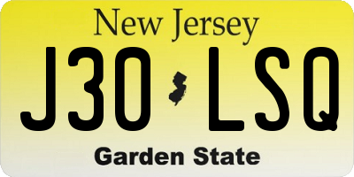 NJ license plate J30LSQ
