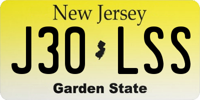 NJ license plate J30LSS