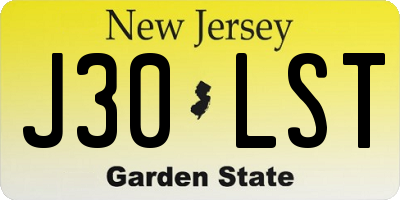 NJ license plate J30LST