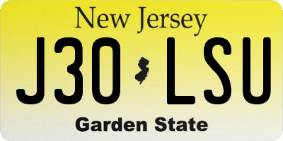 NJ license plate J30LSU