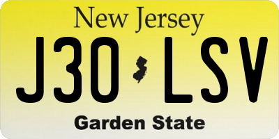 NJ license plate J30LSV