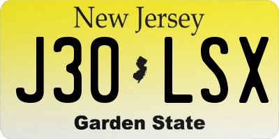NJ license plate J30LSX