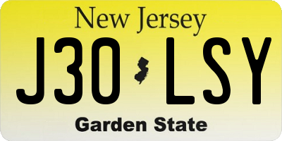 NJ license plate J30LSY
