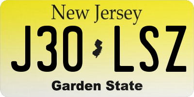 NJ license plate J30LSZ